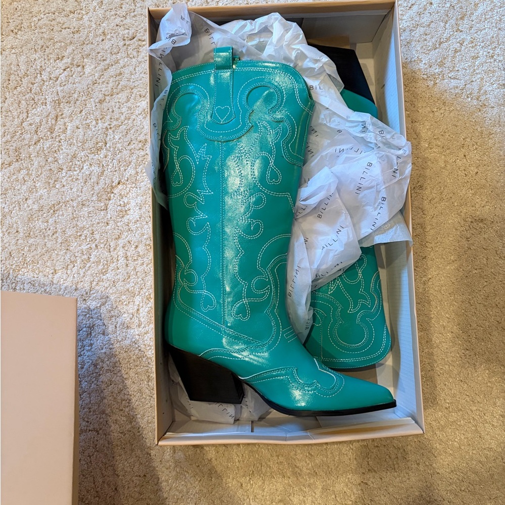 Billini Teal Western Knee-High Boots